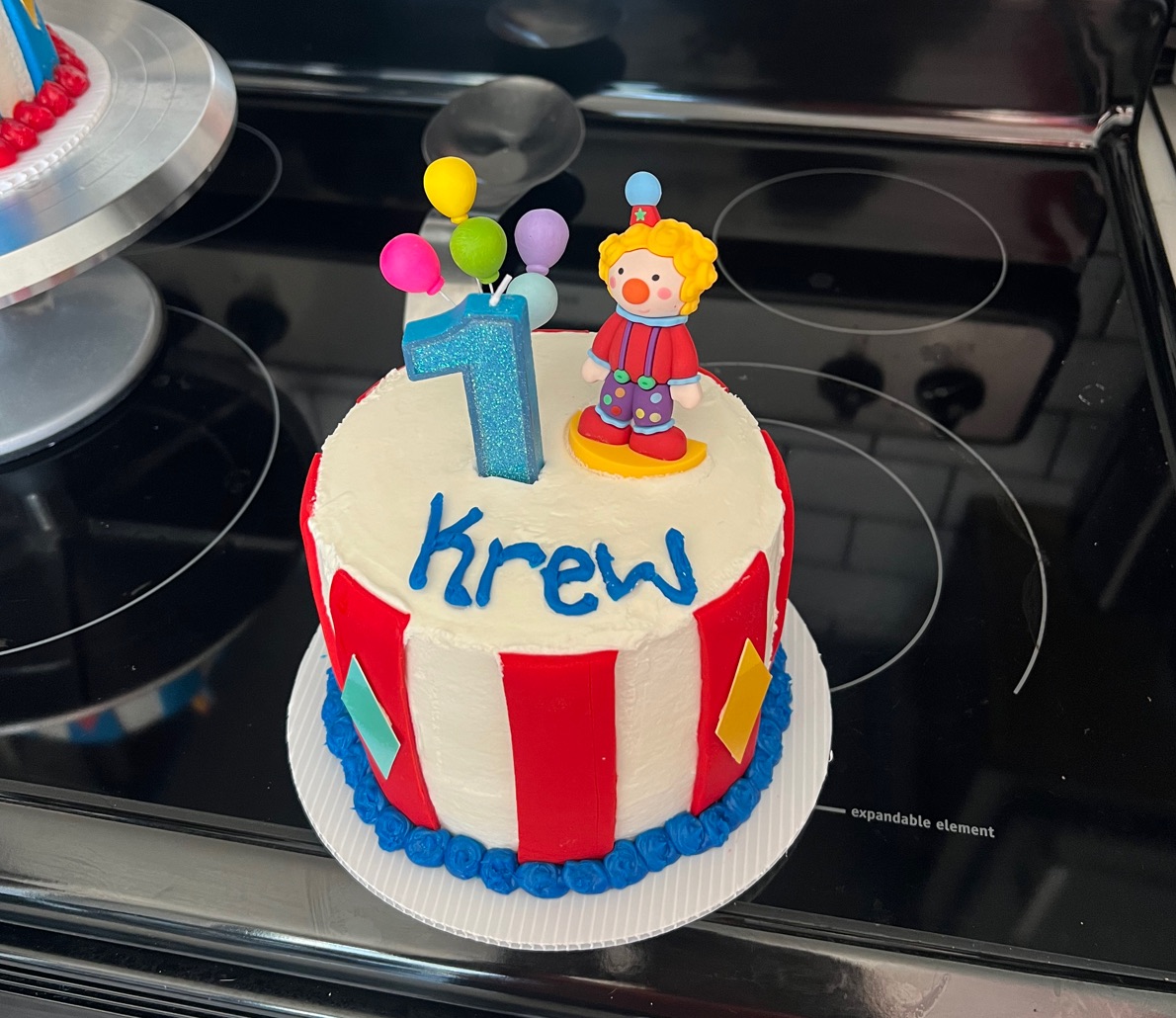 Clown first birthday smash cake