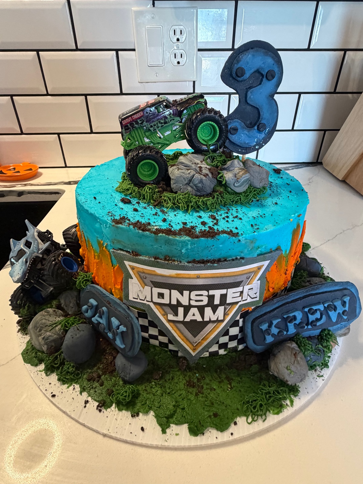 Monster truck birthday cake